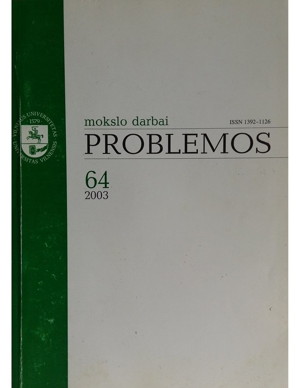 Mokslo darbai PROBLEMOS 64 tomas - Redaktorių kolegija