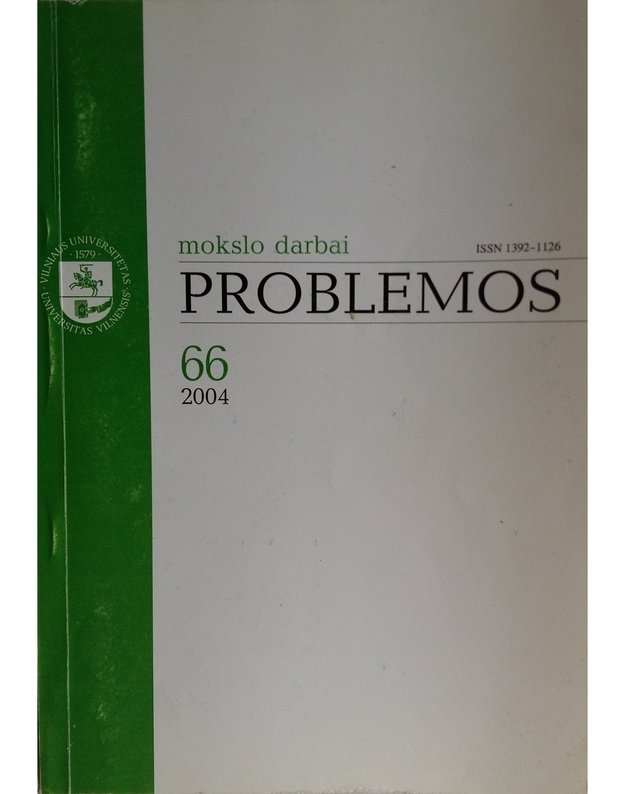 Mokslo darbai PROBLEMOS 66 tomas - Redaktorių kolegija