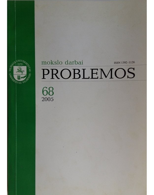 Mokslo darbai PROBLEMOS 68 tomas - Redaktorių kolegija