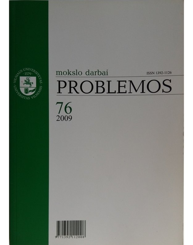 Mokslo darbai PROBLEMOS 76 tomas - Redaktorių kolegija