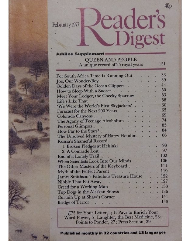 The Reader's Digest Vol. 110 No. 658 February 1977 - Editor Michael Randolph