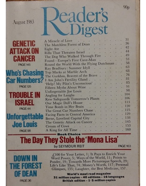 The Reader's Digest Vol. 123 No. 736 August 1983 - Editor Michael Randolph